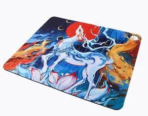 ESPTIGER Mouse Pads QingSui X Bai Lu (480 x 400 x 6mm) Standard Size Extra Thick Comfortable Cushion Control Large Cloth Gaming Mousepad - Multi-Color Deer Design