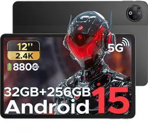 DOOGEE V Pad 5G Tablet, 12 inch Tablet Android 15 with 2.4K IPS Display, 32GB+256GB/2TB TF, 5G Dimensity 7050 Octa-Core Gaming Tablets, 8800mAh, Face Unlock, WiFi 6, Gemini AI, Quad Speakers Tablets