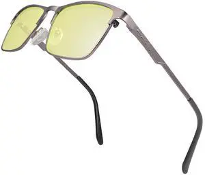 YIMI Blue Light Blocking Glasses Gaming Computer Gamer Eyeglasses for Women Men Anti-Fatigue Anti Glare UV Protection & Eyestrain Spring Hinge Full-rim Metal Frame Game Eyewear Lightweight Spectacles