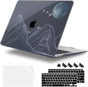 Lepeoac for MacBook Air 13 Inch Case 2020-2018 (A2337 M1 A2179 A1932), Shockproof Hard Shell Cover with Screen Protector, for Retina Display & Touch IDProtection for MacBook Air - Abstract Mountain