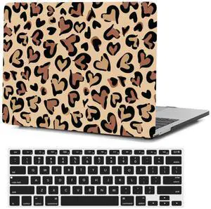 FFBOFFC Laptop Cover Compatible with MacBook Air 11 inch Case 2015 2014 2013 2012 2011 2010 Release Model A1465 A1370, Hard Plastic Protective Shell Cover Case with Keyboard Skin, Heart Leopard