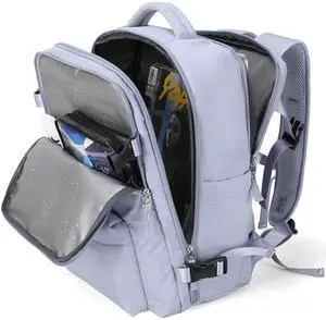 Large Travel Backpack Women, Carry On Backpack, Hiking Backpack Waterproof Outdoor Sports Rucksack Casual Daypack with USB Charging Port Shoes Compartment, Taro Purple