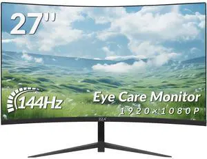 ZZA 27 Inch Curved Monitor with 1920 * 1080P|100Hz/120Hz/144Hz Computer Monitor 27 inch with HDMI *1,VGA*1 and Tilt Adjustable,VESA Compatible Eye Care PC Office Monitor for Working and Gaming