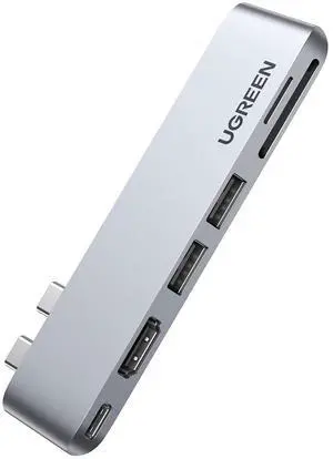 UGREEN 6 in 2 4K HDMI USB C Hub Adapter Compatible with MacBook Pro Air M2 M1 2022 to 2016, Multiports USB 3.0 5Gbps, Thunderbolt 3 6K Video, 100W PD, 40Gbps Transmission, SD TF Card Reader