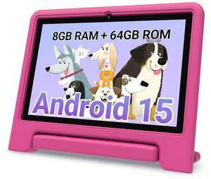 2025 Kids Tablet, 10.1 Inch Android 15 Tablet for Kids, 8+64GB Storage (1TB Expand), Octa-Core, WiFi 6, Pre-Installed Educational Apps, Parental Control, with EVA Protective Case, Eye Protection Mode