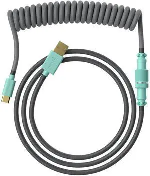 Ranked Coiled Keyboard Cable | Handcrafted Double-Sleeved Braided Cable | USB Type C to A | 5-Pin Aviator Connector for Custom Mechanical Gaming Keyboard | Support Fast Charge 20W (Dolch)