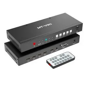 MT-VIKI 4K Seamless HDMI Switch 4 Port w/ 3.5mm AudioOutput + IR Remote, 4K@30Hz HDMI Switcher Selector 4 in 1 Out, 4:4:4, 18Gbps, RS232