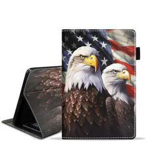 BXIKEOPIU Case for Amazon Kindle Fire HD 10 & 10 Plus Tablet 10.1" (13th/11th Generation, 2023/2021 Release), Slim PU Leather Stand Folio Cover with Auto Wake Sleep, Patriotic American Flag Bald Eagle