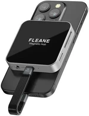 FLEANE Magnetic Tpye-C Hub USB C Docking Station 8 in 1, PD100W/ USB3.2 10Gbps/ SD/TF/HD 4K@60Hz/ 3.5mm Audio for iPhone 15 16 Pro Max Plus MacBook Air Pro and Other Type-C Devices