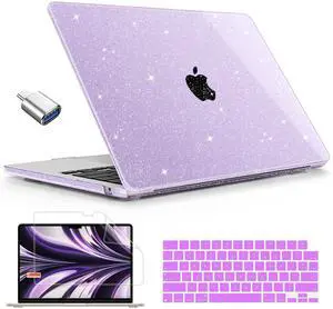 Mektron Case for MacBook Air 15 INCH 2025 M4 A3241 2024 M3 A3114 /2023 M2 A2941 Case with 15.3" Liquid Retina Display & Touch ID Cover, Plastic Hard Shell with Screen Protector, Glitter Purple