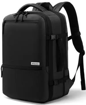 Dinictis Vacuum Seal Travel Backpack Built-in Pump, Expandable Backpack with Vacuum Compression fits 17 inch Laptop, Waterproof Carry On Suitcase Luggage suit for Short Trip and Business-Black
