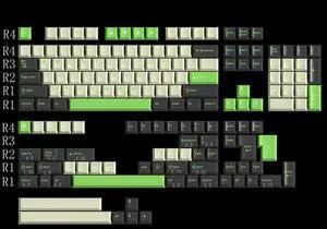163 Keys Green Keycaps Cherry Doubleshot Coniferous Keycaps Set Fit for ISO ANSI 95% 75% 65% 60% Mechanical Keyboard Cherry Mx Switches