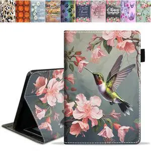 DEHJYYIJUY Case for All-New Amazon Fire HD 10 & 10 Plus Tablet 10.1" (13th/11th Generation, 2023/2021 Release) - Slim PU Leather Folio Smart Cover with Auto Wake/Sleep, Hummingbird Flowers