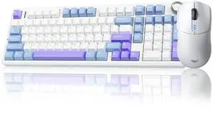 AULA Wireless Keyboard and Mouse Combo, F99 Pro Mechanical Keyboards with Knob,Tri-Mode Hot Swappable Gasket Keyboard+SC580 Wireless Gaming Mouse White