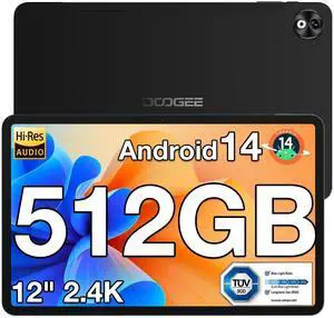 DOOGEE T40PRO 12 inch Tablet, Android 14 Tablets with 10800mAh BatteryHelio G99 Octa Core Gaming Tablet,20GB RAM+512GB ROM/2TB TF 2.4K FHD IPS Touch Screen,Quad Speakers/BT 5.0/GPS/18W Fast Charge