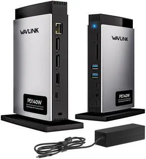 WAVLINK Laptop Docking Station 3 Monitors(Max Resolution: Single 8K or Triple 4K), 11-in-1 USB C Docking Station with 125W PD3.1 Pass-Through & Power Adapter, HDMI + 2* DP, for MacBook M1M4 & Windows