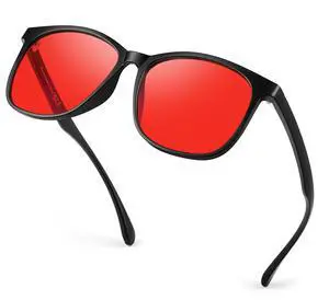 R.F.YFQH Sleep Blue Light Blocking Glasses For Women Men, Rectangle Frame Computer Gaming Glasses, Anti Eyestrain & UV Glare JF6221 (Red Lens Black Frame)