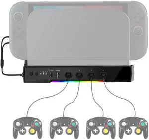 Cooling Fan Dock Station Compatible with Nintendo Switch 2, Adapter Compatible with Gamecube Controller, Dual-Fan Cooling System with 2 USB Ports for Charging Data
