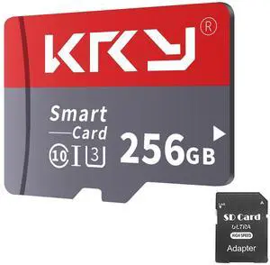 SD Card 256GB Memory Card with SD Adapter, High Speed TF Card 256GB, Class 10, U3, for Android Phones Tablets Camera Smartphone