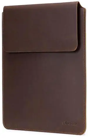 Full Grain Leather 15.6"-16" Slim Laptop Sleeve Protector Vintage DesignCompatible with M3 M4 MacBook Pro 16" MacBook Air 15.3" & Other PCBrown