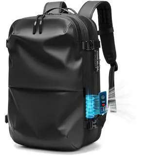 POIXM Vacuum Seal Travel Backpack 60L Exapandable Air Compression System Water Resistant TSA Lock Carry-On Suitcase Luggage - with Build-in Vacuum Pump