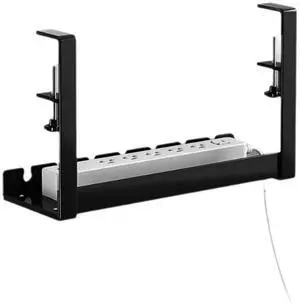 Under Desk Cable Management Tray, Upgraded Wire Management No Drill No Screws, Cable Tray with Clamp for Desk Wire Management, Computer Cable Rack for Office  (Black)