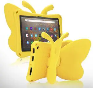 FunnyWin Kindle Fire Max 11 Tablet Case Kids Girl Butterfly Case with Kickstand Light EVA Full Boby Rugged Shockproof Kid-Proof Fire Max11 Kids Tablet Case for Girls Kids Gift (Yellow)