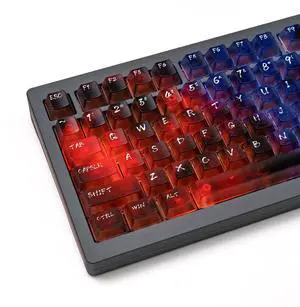 119keys Keyboard Keycaps Shine Through Clear Red Blue Keycap Set, Cherry Transparent Key Caps for Cherry Gateron Mx Switches Mechanical Keyboard