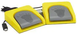 iKKEGOL USB Double 2 Foot Switch Control Pedal Video Game Customized PC Keyboard Multimedia Key Free Drive HID for Push to Talk Yellow