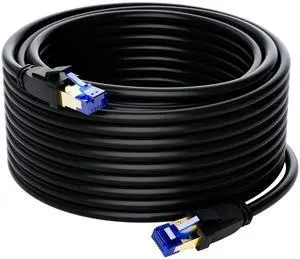 Cat8 Outdoor Ethernet Cable 75 FT, Double Jackets (PVC+LLDPE), Waterproof, Direct Burial, in Wall, In-Ground, 40Gbps, 2000Mhz, SFTP, PoE, Network, Internet, Support Cat7 Cat6A Cat6 Cat8 Outdoor Ethernet Cable 75 FT, Double Jackets (PVC+LLDPE), Waterproof, Direct Burial, in Wall, In-Ground, 40Gbps, 2000Mhz, SFTP, PoE, Network, Internet, Support Cat7 Cat6A Cat6