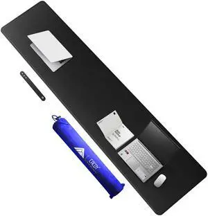 Cacoy 74.8"x19.7" Leather Desk Mat, PU Leather Office Computer Pad, Extended Gaming Mouse Pad, Desk Blotter and Office Table Mat, Waterproof Desktop Protector Laptop Matt for Desktop, Black