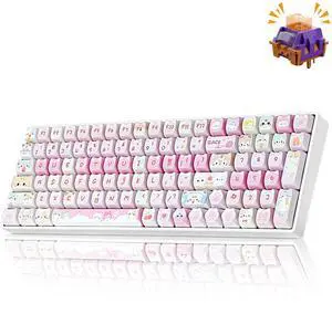 ZORNHER ZH100 Wireless Cat Mechanical Keyboard,98% Pink Cute Creamy Keyboard with Number Pad,Full Size Hot-Swappable Kitty Gaming Keyboard,Meow Meow Squad Keycaps,Clicky Blue Switches,RGB Backlit