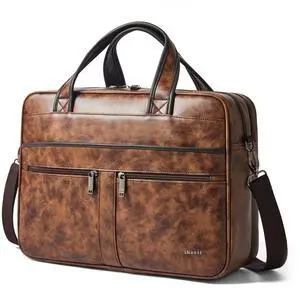 Shrrie Leather Messenger Bag for Men and Women 16 inch Laptop Bag,Water-Resistant Retro Leather Briefcase for Men,Mens Satchel Bag Crossbody for Office,Business,Work