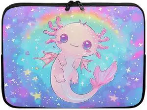 Tongluoye Cute Axolotl Laptop Sleeve for Teen Girls - 17 inch Rainbow Laptop Accessory with Versatile Uses - Ideal Gifts for Holidays - Galaxy Purple