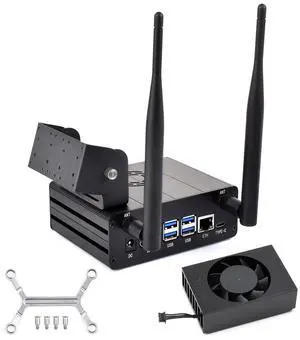 Waveshare Aluminum Alloy Case for Jetson Orin, with Official Cooling PWM Fan, Mini-Computer Case, Camera Holder, Compatible with Jetson Orin Nano Super Developer Kit/Orin Nano and Orin NX Kits