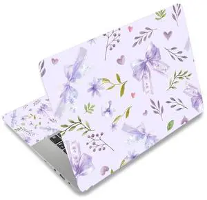 ArtSo Laptop Skin Sticker Decal,16.5 17 17.3inch Laptop Netbook PC Notebook Universal Vinyl Reusable Skin Sticker Cover Personalized Art Case Protector, Light Purple Bows Flower