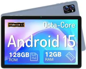 LECTRUS Tablet, Android 15 Tablet 10.1 Inch  Octa-Core 12GB RAM 128GB Storage (2TB Expandable), HD Touch Screen Tablets PC with Dual Camera, Long Battery Life, WiFi for Study, Gaming, Streaming