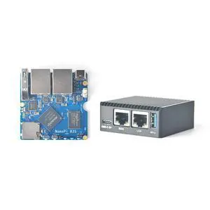 FriendlyElec NanoPi R3S Mini Router OpenWRT, 2GB LPDDR4X RAM 32GB eMMC, with Dual-Gbps Ethernet for Smart Home Office Gateway IoT NAS Applications, Support Debian Ubuntu OS (2+0GB with Metal Case)