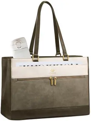 LOVEVOOK Laptop Bag for Women,15.6 Inch Vintage Work Tote Bags for Women,Leather Teacher Bag,Large Computer Bag,Waterproof Handbags Womens Briefcase Office Messenger