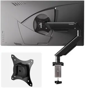 FULKUN Single Monitor Mount Stand - Full Motion Articulating Arm with Gas Spring,17-32 inch Computer Screen Mount, VESA 75x75/100x100, Clamp/Grommet Base, Adjustable Stand & Tilt & Swivel(Black)
