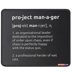 Grateful Vibe Project Manager Definition Mousepad Gift Idea for Project Manager, 7.9 x 9.4 Inches, Black, Polyester