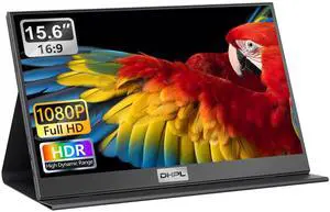 DHPL15.6 Inch Portable Monitor for Laptop - FHD 1080P IPS Anti-Glare Screen, Dual USB-C/HDMI, Built-in Speakers, VESA Mount - Laptop Screen Extender for Travel, Work, Gaming Monitor
