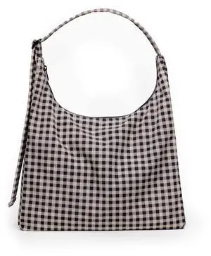 BAGGU Nylon Shoulder Bag - Black & White Gingham