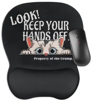 Aganmi Cute Cat Ergonomic Mouse Pad with Wrist Rest, Small Non-Slip Rubber Base Mousepad for Pain Relief Computer Laptop Home Office Desk Decor Accessories Funny Coworker Friends Work Gifts (Cat)