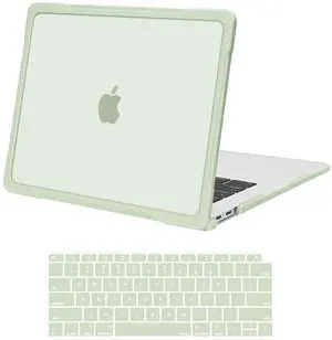 MOSISO Compatible with MacBook Air 13 inch Case 2022 2021 2020 2019 2018 A2337 M1 A2179 A1932, Soft TPU Bumper Anti-Fingerprint Plastic Hard Case&Keyboard Cover for MacBook Air 13.3, Sage Green