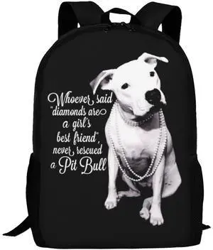 HUIANBPO Pit-bull Terrier Girl Dog Quotes Backpack,Lightweight School College Bookbag Casual Student Travel Laptop Daypack - 17inch