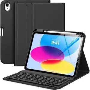 MoKo for iPad (A16) 11th Generation Case with Keyboard 11 inch 2025, iPad 10th Generation 10.9 inch Case with Pencil Holder, Multi-Angle Detachable Bluetooth Keyboard, Black