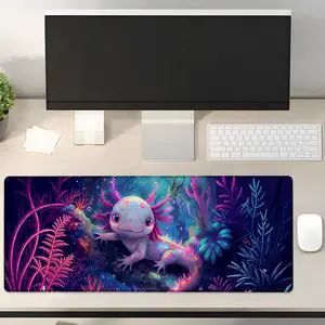 Turamurra Axolotl Gaming Mouse Pad Gifts 31.5" x 11.8", Non-Slip Rubber Base MousePads for Computers Laptop School Office Home Accessories Decor, Mouse Pad, Keyboard Desk Mat
