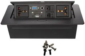 Wiistar Hide-Table Power Data Center Table Pop up Connection Box with HDMI Network USB Tabletop Interconnect Box