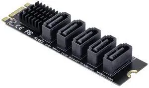 cablecc NGFF Key B+M to SATA 3.0 6Gbps 5 Ports Adapter Converter Port JMB575 2280
